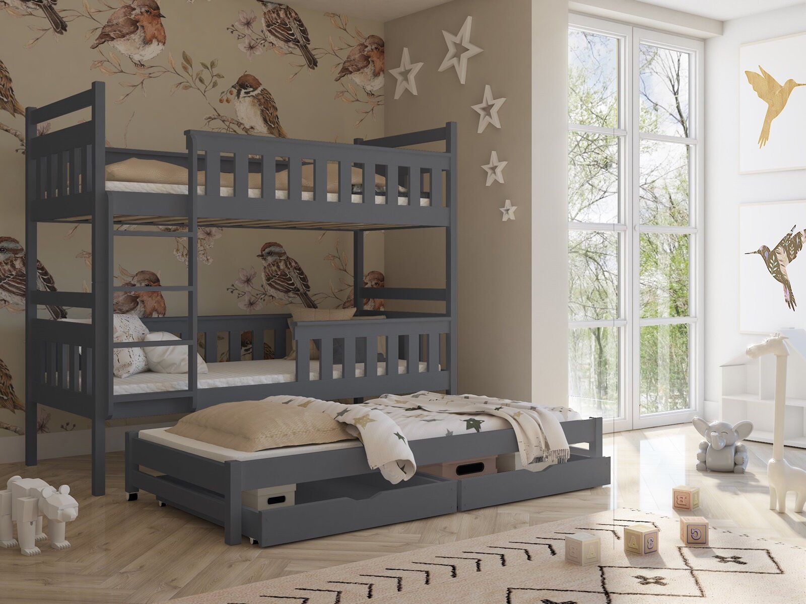 Single bunk bed clearance with trundle