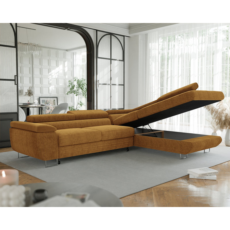 4 Seater Sofa Bed, Right Hand Facing, Brown