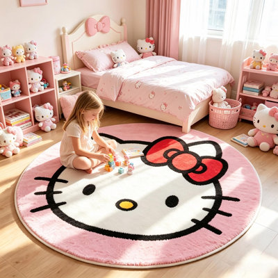 4.59 ft Hello Kitty Soft Rug Bedroom Desor for Kids
