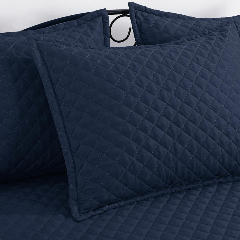 5 Pieces Diamond Stitching Daybed Cover Sets,All Season Daybed Bedding with Bedskirt with Shams, Navy Blue