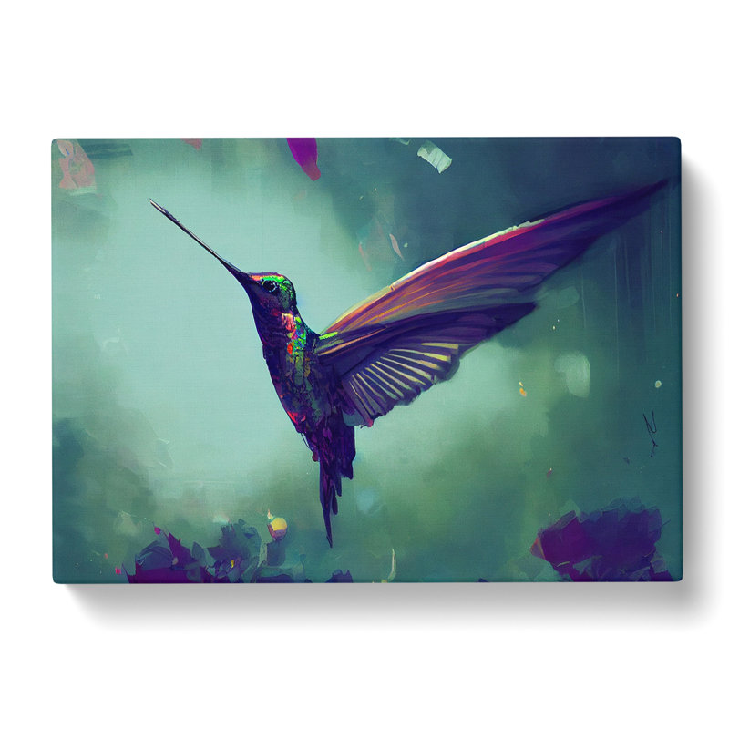 Hummingbird Art Painting Vol.5 Abstract - Wrapped Canvas Painting, 35cm H x 50cm W x 3cm D