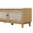 Boho Rattan Entryway Bench With Storage, Cushioned Shoe Organizer For Hallways And Foyers, Wooden With Double Doors (Brown+Beige)-557707981