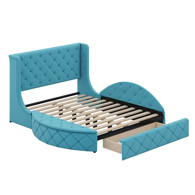 Grand lit de rangement tapissier Arenberg, Bleu