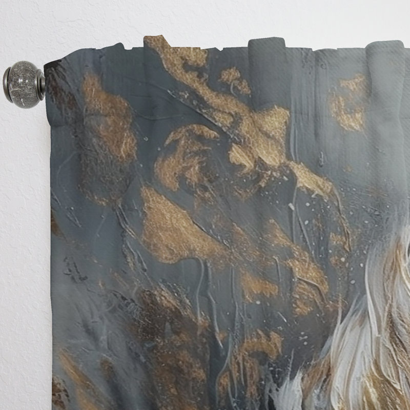 Madalynn - Gold Feather Wanderlust III - Modern Curtain - Velvet Room Darkening - 1 panel, 52" W x 63" L