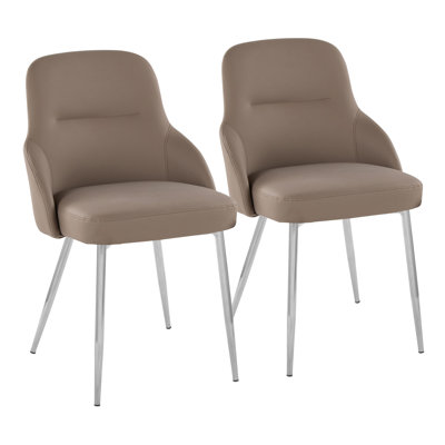 Chaise en métal chromé et similicuir brun - ensemble de 2