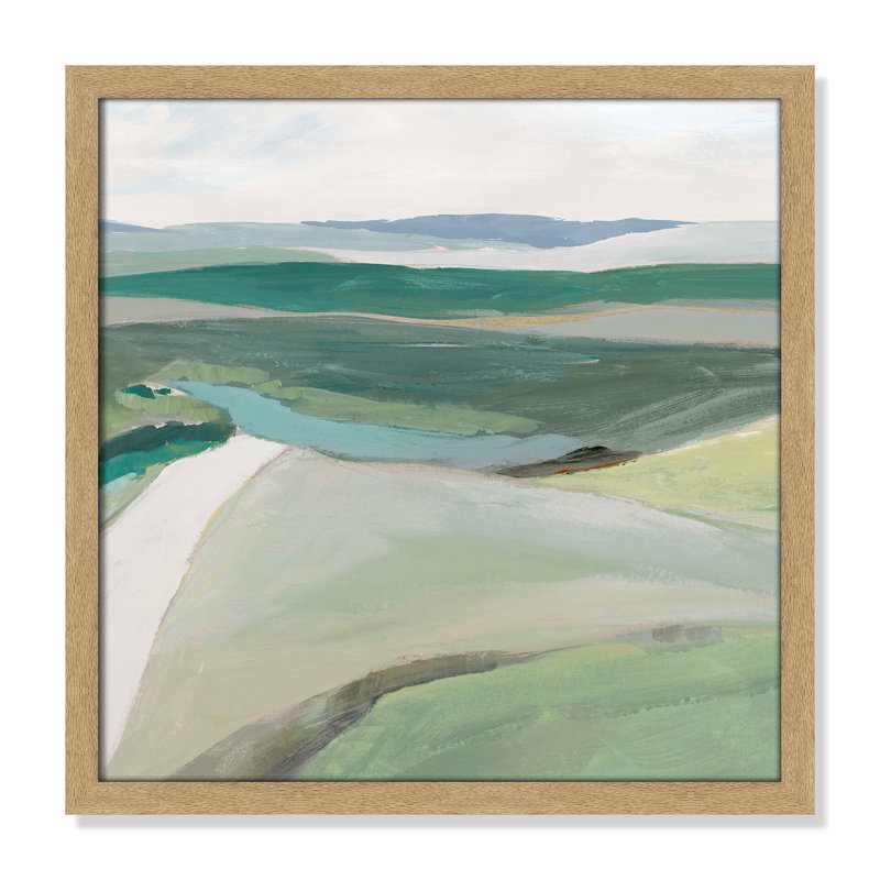 Fields Of Green II by Ian C, 17" H x 17" W x 1.25" D, Natural Framed