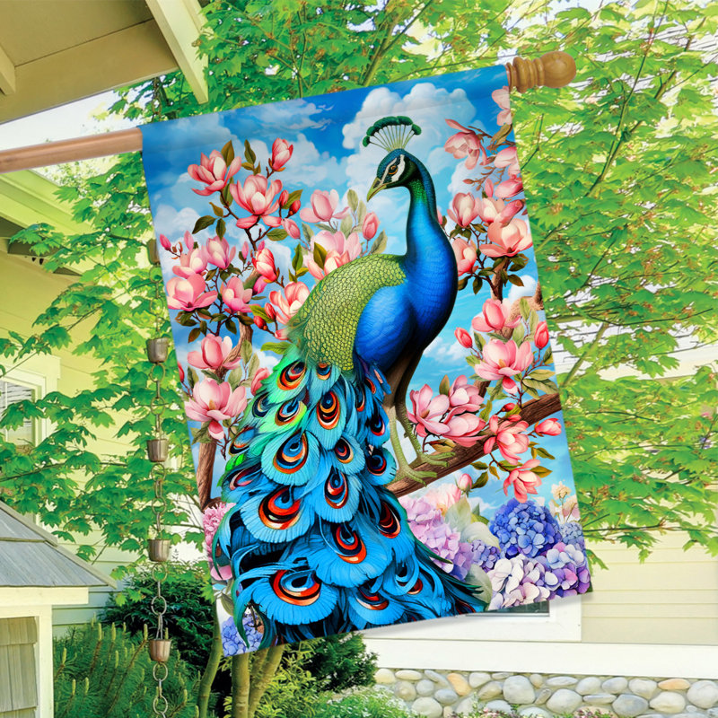 Drapeau de maison de fantaisie paon