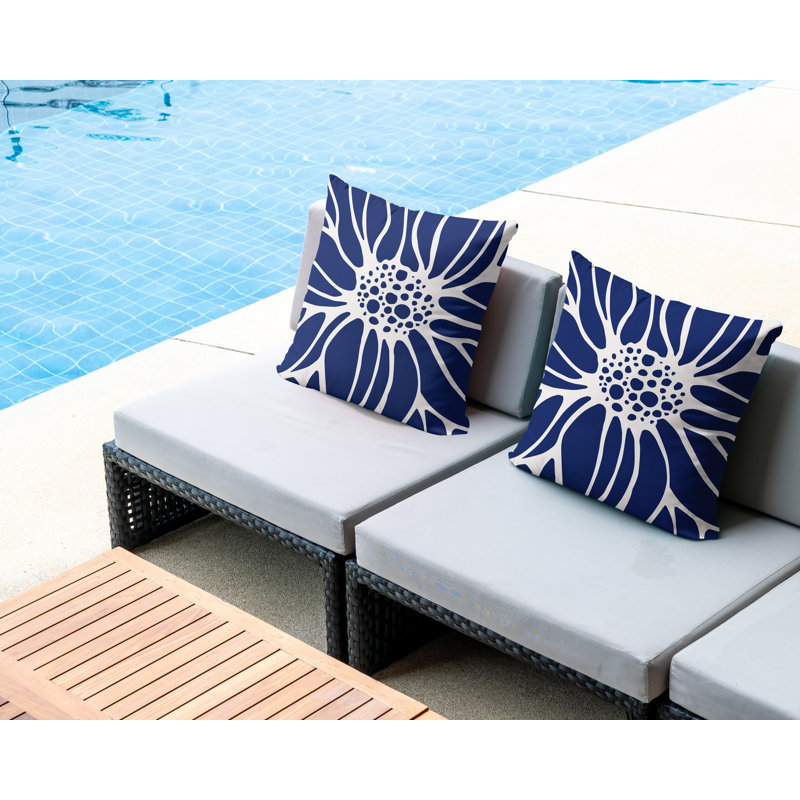 Housse et insert de coussin décoratif intérieur / extérieur en mélange de polyester, L 17 po x H 17 po, Bleu marine