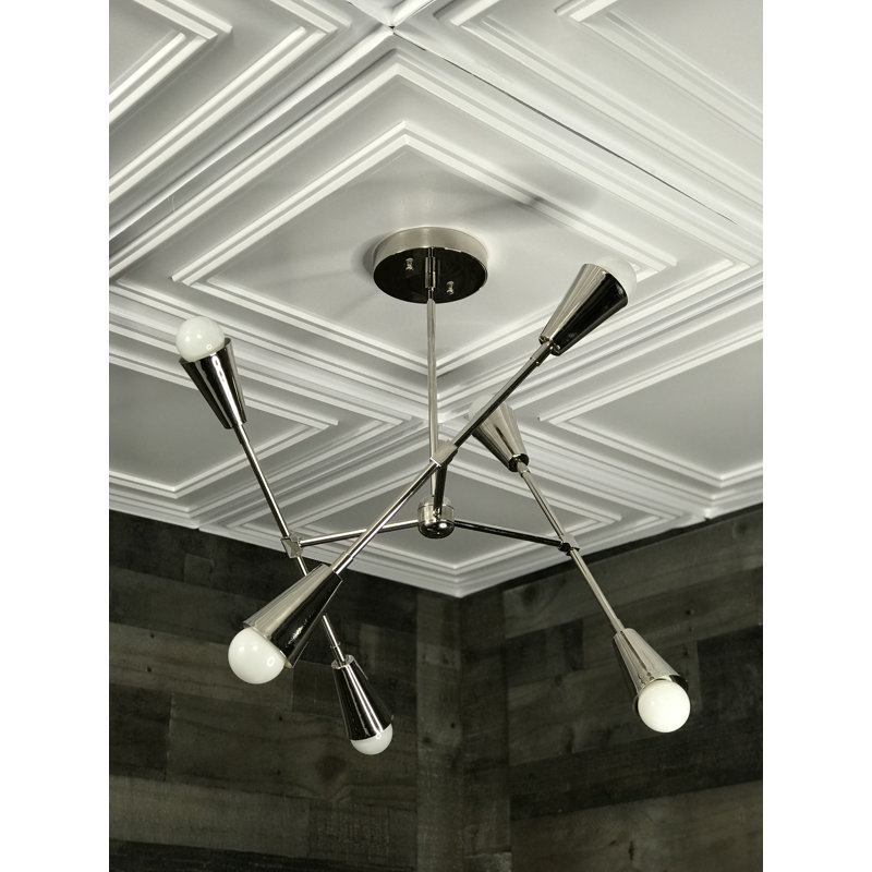 Lustree linéaire 6 lumières spoutnik modern Neha, Nickel poli