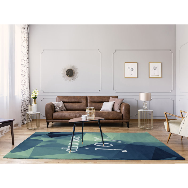 Tapis en simili-faux gemme choose à joie citation, Rectangle 5 pi x 7 pi