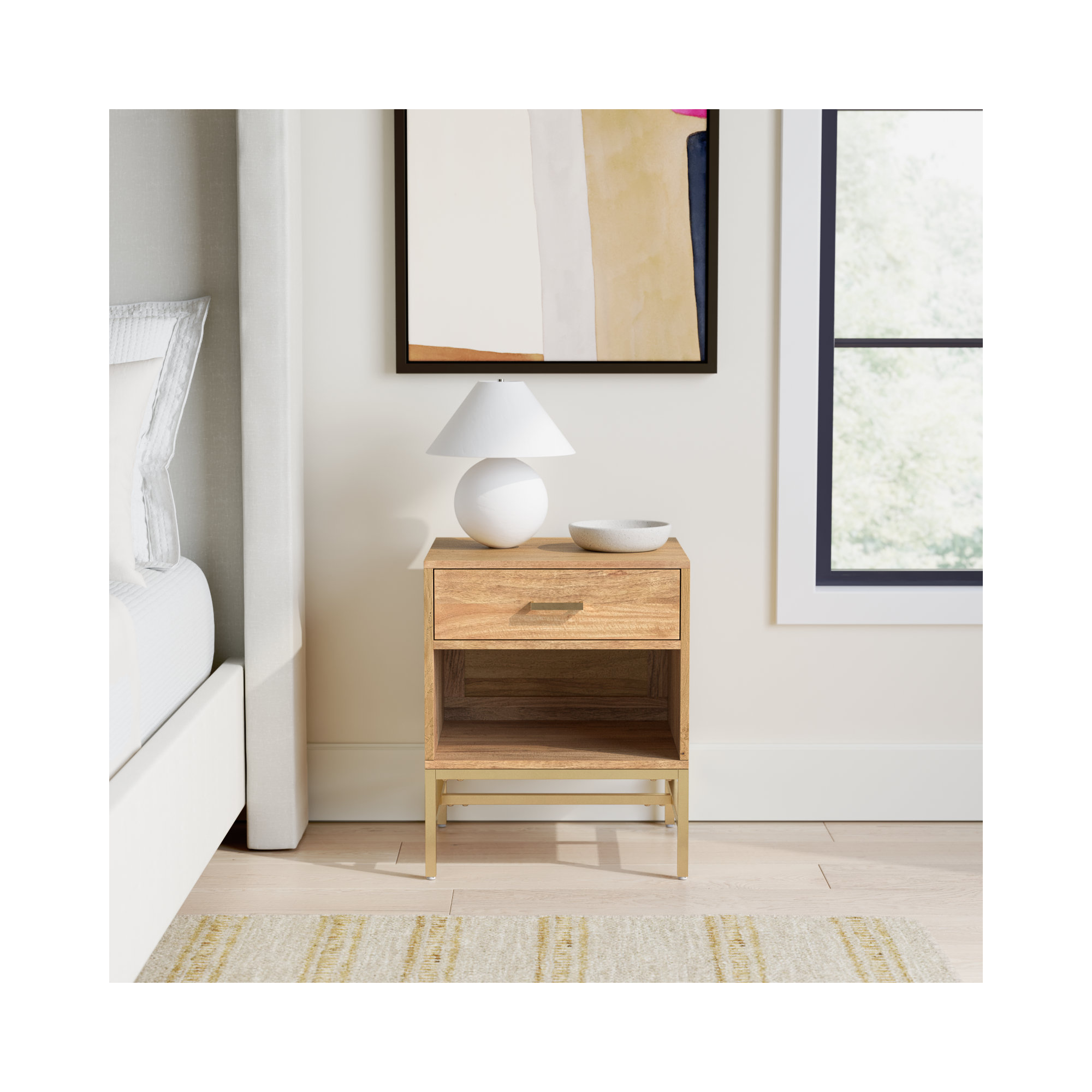 Ivywood 22" Tall 1 - Drawer Nightstand, Natural
