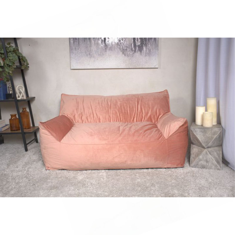 Fila Velveteen 2 Seater Oversized Bean Bag Chair With Armrests, 32" H x 60" W x 40" D, Pink Velvet