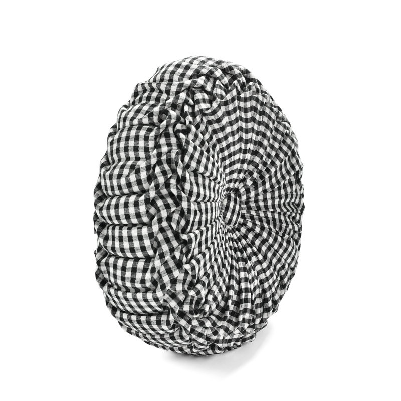 Housse et insert de coussin rond Gingham, Gris foncé