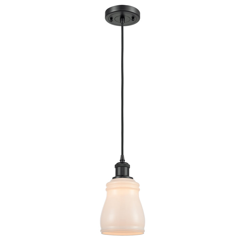 Mauk 1 - Light Single Pendant, White, 6 Watt Vinage LED Bulb, Matte Black