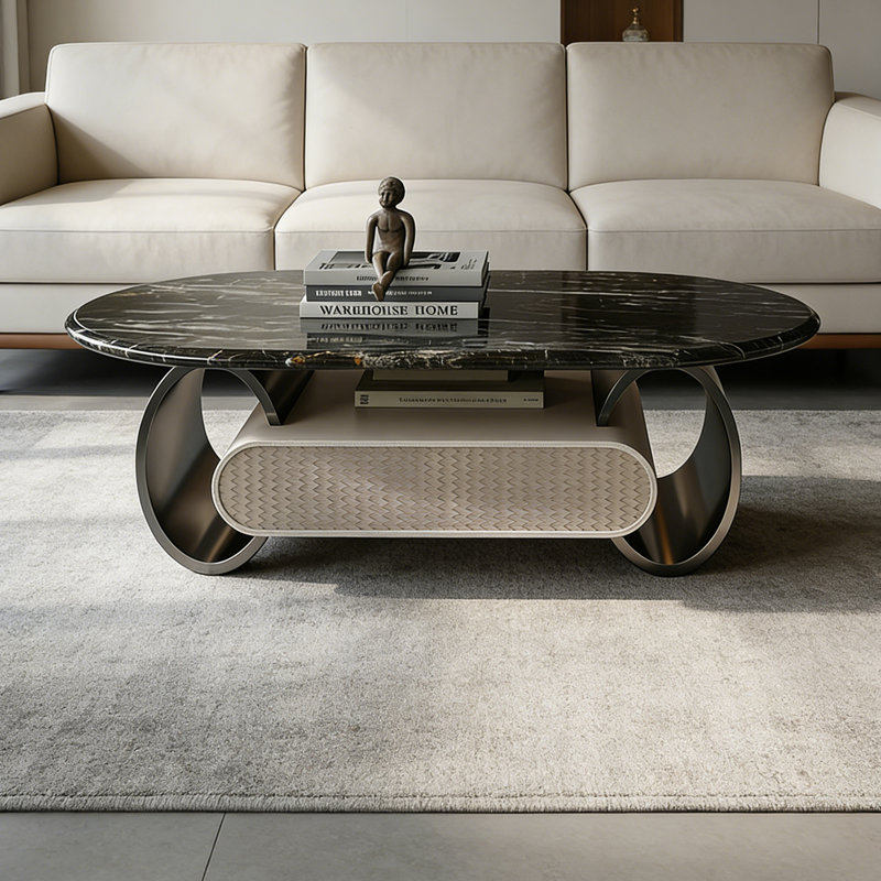 Table basse Modern, Plateau noir / base gris foncé, H 16,53 po x L 51,18 po x l 27,56 po