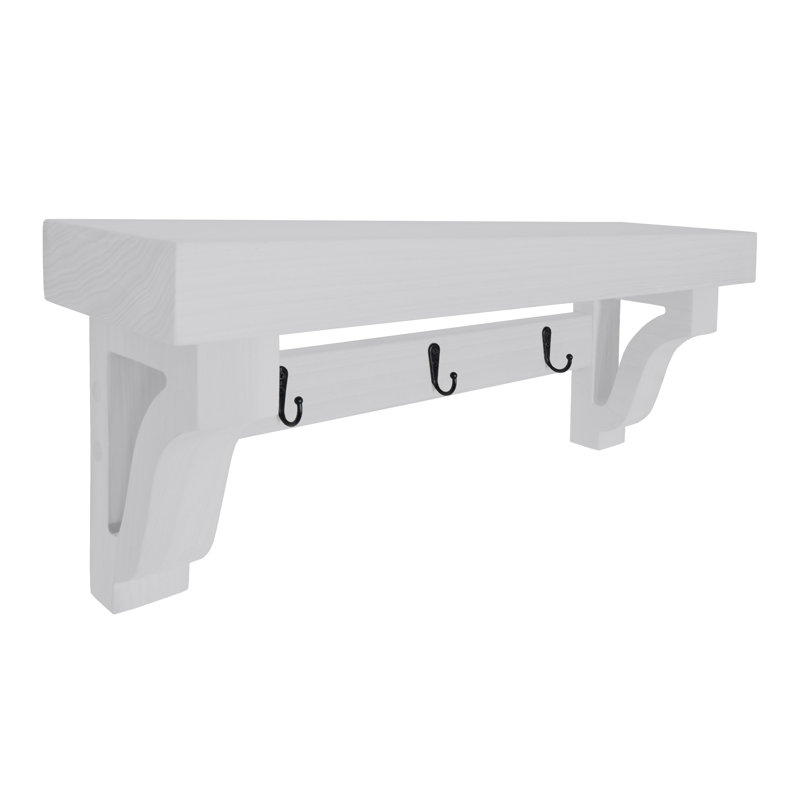 Rayne Medium Wall Mounted Coat Rack with Shelf 3 Hook, 24/6/6, White