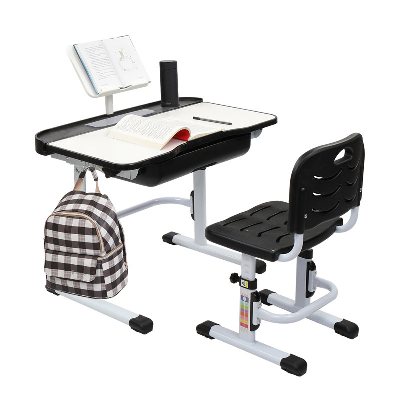 Ensemble de bureau d'écriture et de chaise pour enfants 27,56 po Lydney, Noir