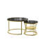 Round Nesting Coffee Tables Set (70+45cm), High-Gloss Faux Marble Top With Wire Metal Frame-1902733131