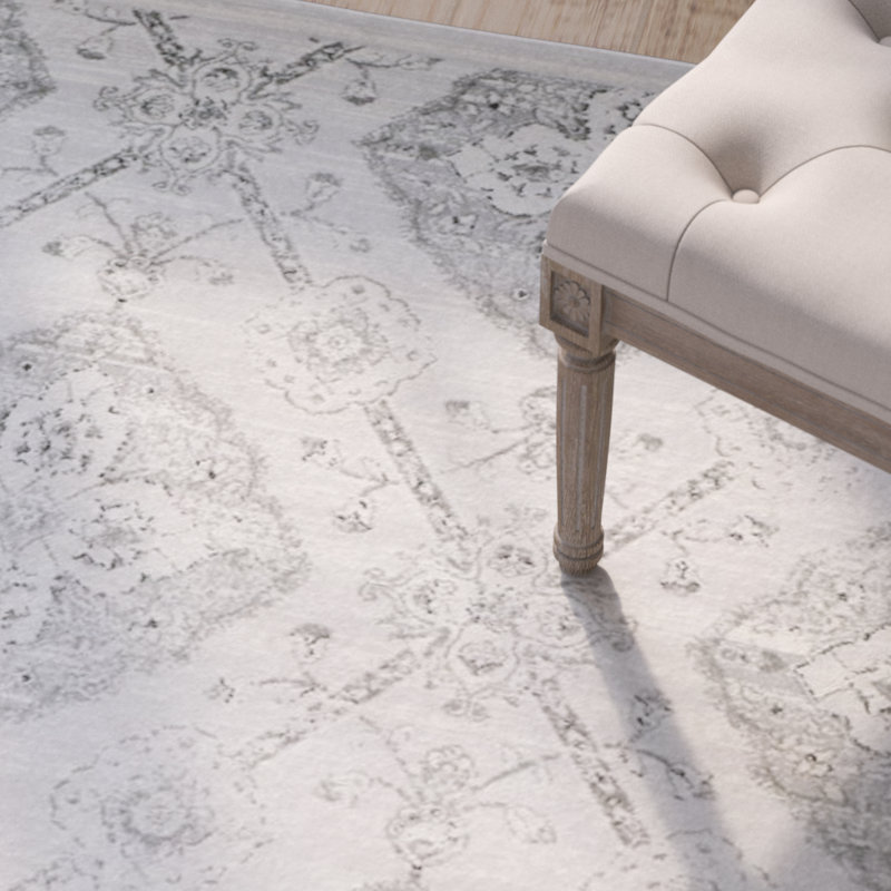 Tapis performance à motif floral Joana, Rectangle 6 pi 7 po x 9 pi 2 po