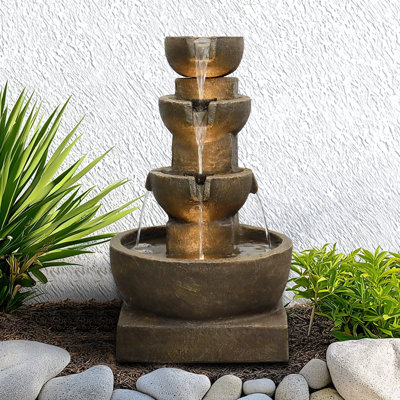 Fontaine à eau en béton 27,7 po de hauteur à 4 niveaux pour la décoration intérieure