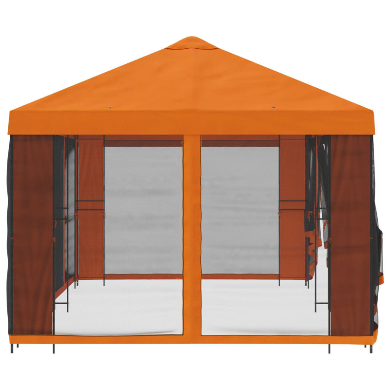 vidaXL Garden Gazebo with Sidewalls Polyester and Steel Outdoor Mesh Terrace, 276.5cm H x 600cm W x 300cm D, Orange