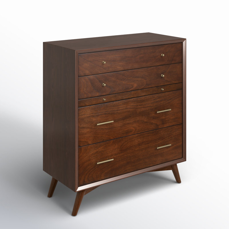 Williams 4 Drawer 38'' W Solid Wood Chest, Walnut