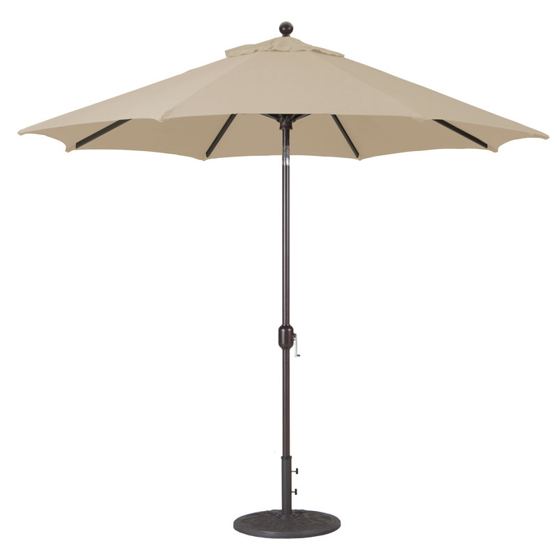 Parasol de marché 9 pi Nadasha, Toile Sunbrella® beige antique, Noir