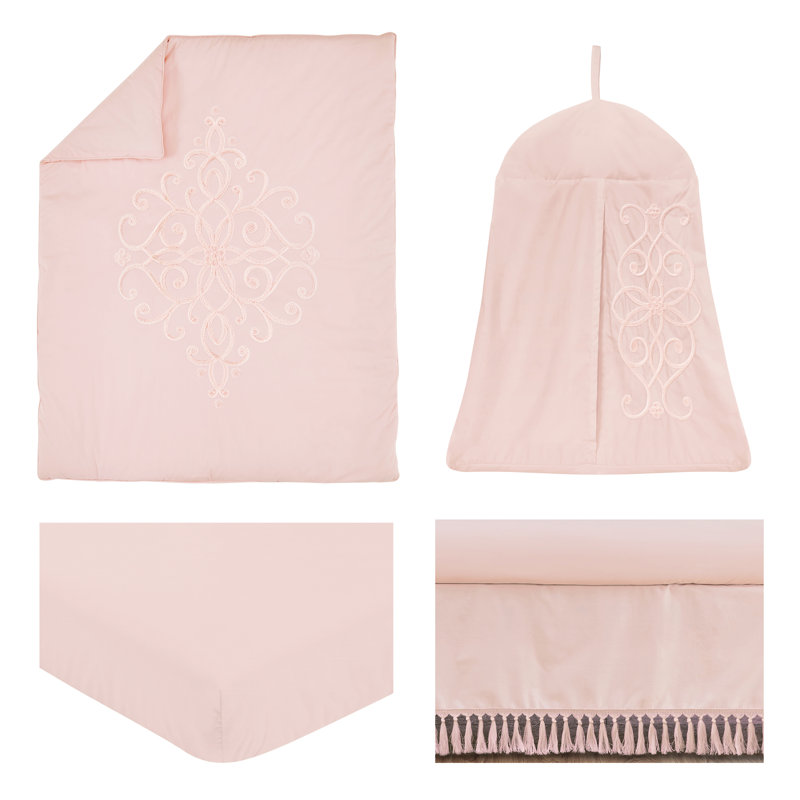 Ensemble de literie pour lit de bébé 4 pièces Bohemian, Rose