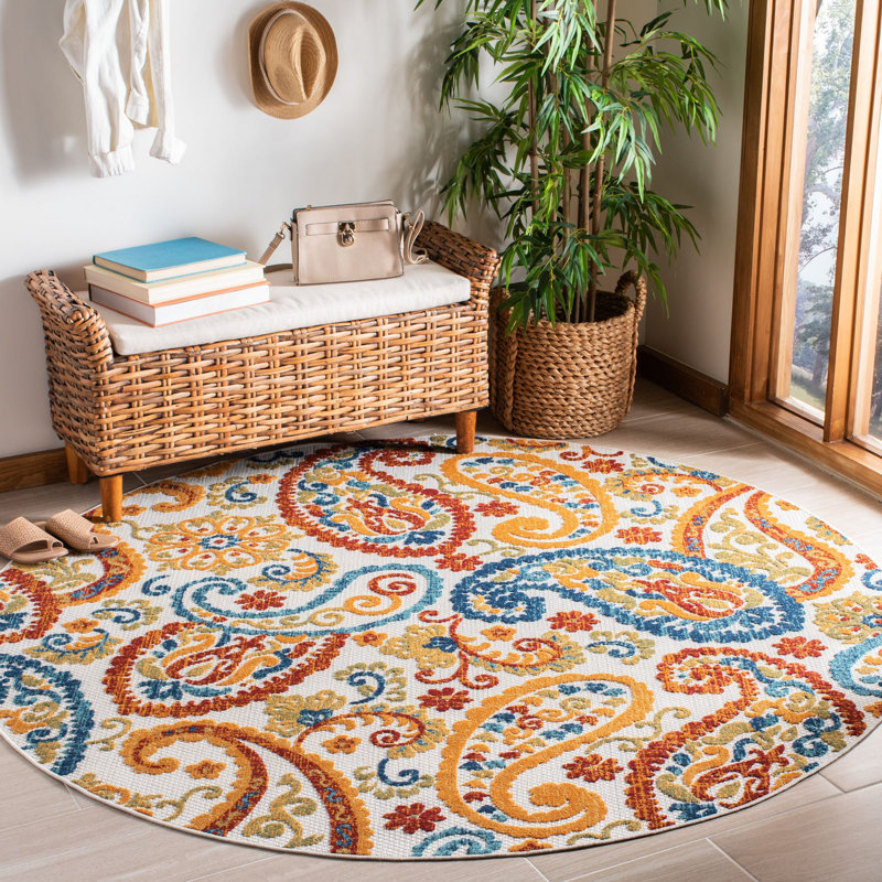 Tapis intérieur / extérieur Schneck Performance Paisley, Rond 6 pi 7 po