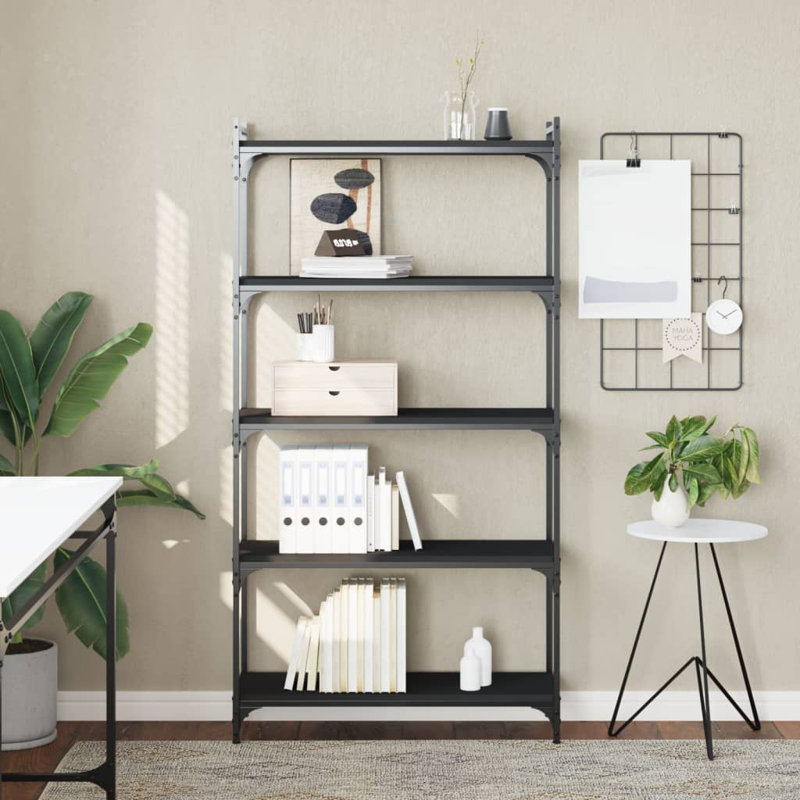 Abigeal Standard Bookcase, 154cm H x 80cm W x 30cm D, Black