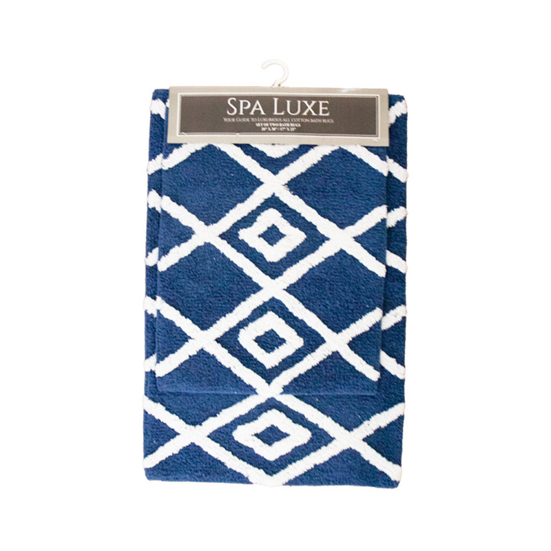 Jalien Cotton Bath Rug, Classic Blue
