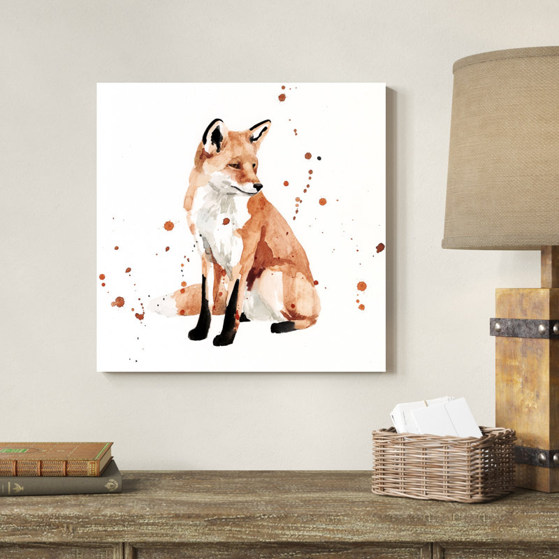 «Watercolor Fox II» par Victoria Borges - peinture sur toile tendue, H 20 po x l 20 po