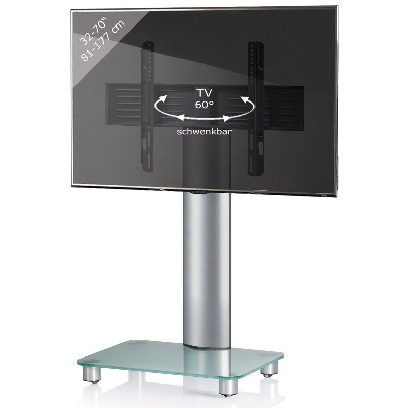 Remagne Unfinished TV Stand for TVs up to 24", Silver Brushed / Frosted