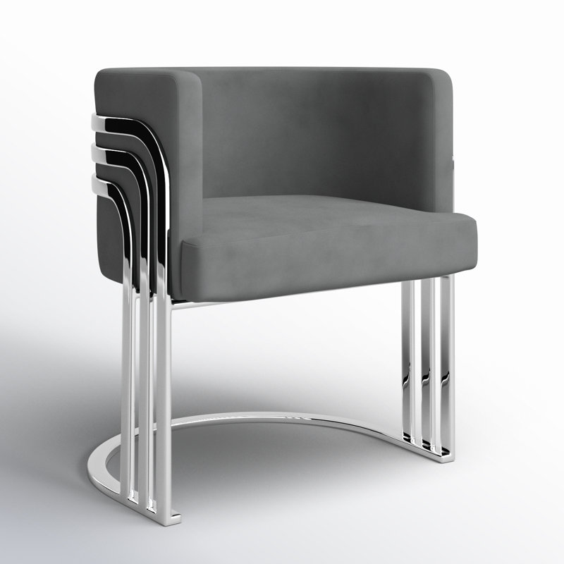 Fauteuil demi-tonneau 25 po, Gris, Argent