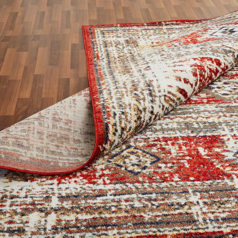 Decker Southwestern Area Rug in Red, Rectangle 5'3" x 7'6"