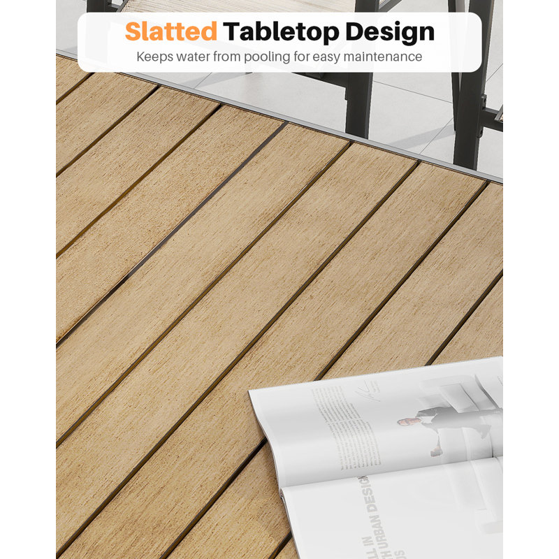 Teak Expandable Outdoor Dining Table for 8, Never-Rust Aluminum Patio Dining Table, 63''-83'' X-Shaped Extendable Dining Table with Umbrella Hole for Garden Porch Deck Indoor or Outdoor Meals