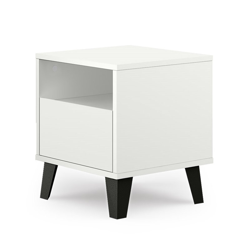 Sonay 40cm W Manufactured Wood Bedside Table, White