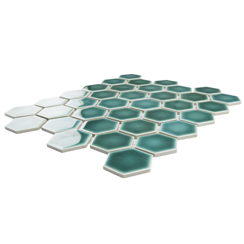 Hudson Due 2" x 2" Hex Porcelain Mosaic Wall & Floor Tile, Green