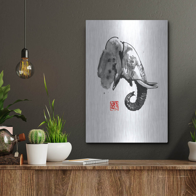 «Elephant Profile» par Pechane sur métal, H 16 po x l 12 po