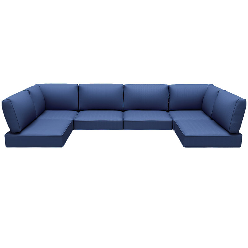 Ensemble de 14 coussins d'extérieur pour 7 pièces, ensemble de conversation en rotin, coussins de remplacement pour meubles de patio, coussins de canapé de remplacement de 4 pouces