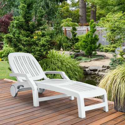 Mistry Outdoor Patio Adjustable Sun Lounger with Wheels