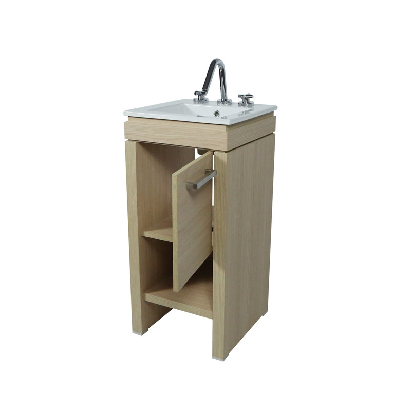 16.14'' Single Bathroom Vanity with Ceramic Top, Neutural