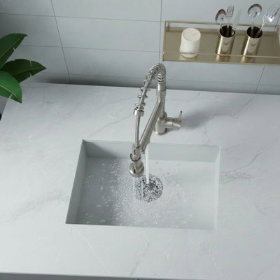 Robinet de cuisine en nickel brossé avec douchette extractible - touche tactile, poignée simple, 2 fonctions, acier inoxydable, installation à un trou | Idée de cadeau