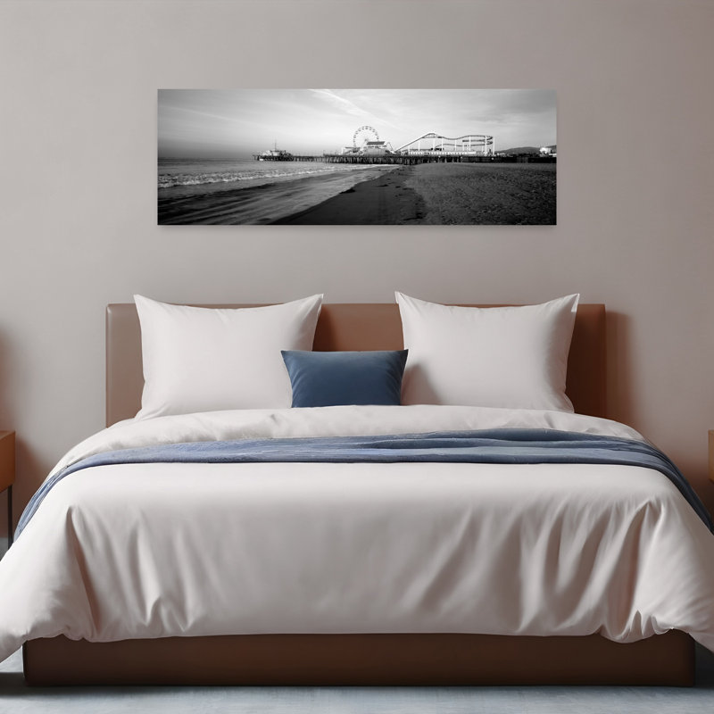 Santa Monica Pier California USA 1 Piece Wrapped Canvas Panoramic Wall Art, 40.64 cm H x 121.92 cm W