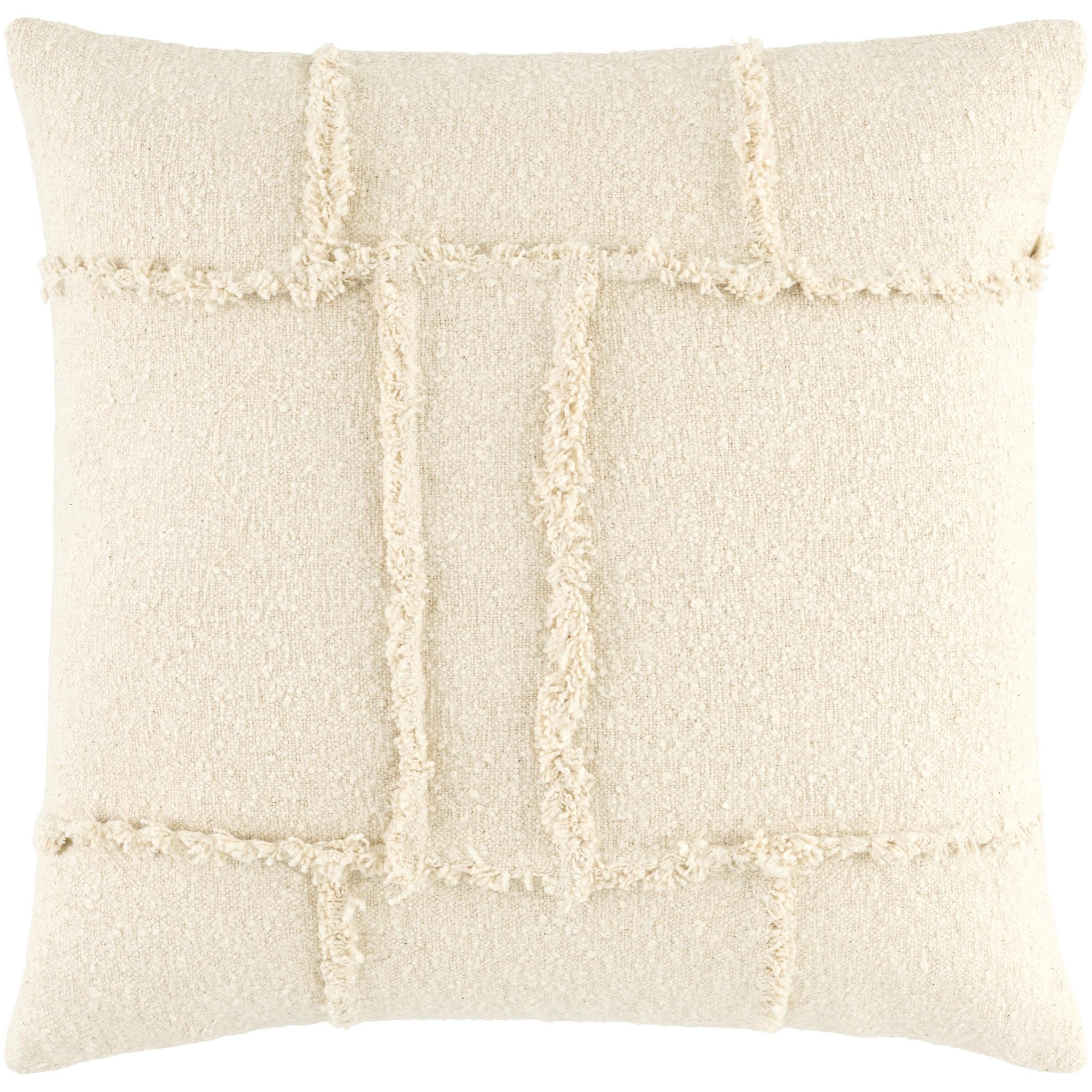 Yulara Accent Pillow Cover & Insert, Square 22", Ivory, Polyester