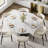 59'' Round Dining Table for 6, Circle Kitchen Table with Glossy White Sintered Stone top and Black Stainless Steel Base