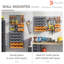 Ensemble de support à outils perforé mural 44 pièces DURHAND avec divers bacs de rangement, panneau perforé et crochets, orange