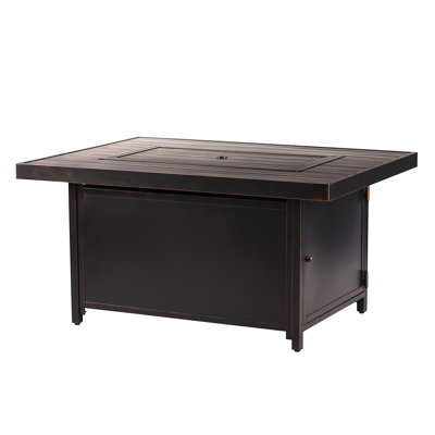 Carin X 36 po Table foyer au propane en aluminium, perles de verre, deux couvercles, couvercle, 55 000 BTU au fini gris