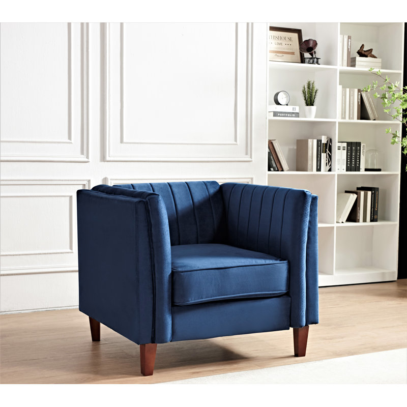 Souheil Velvet Armchair, Dark Blue Velvet