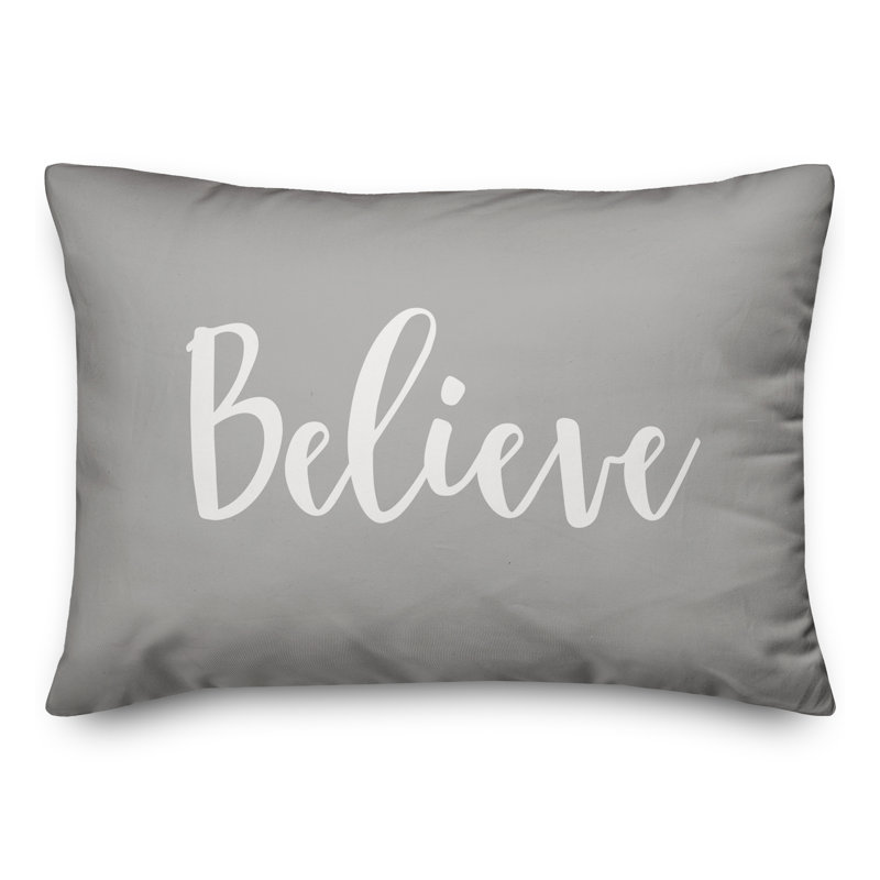 Housse et insert de coussin rectangulaire Believe, Gris